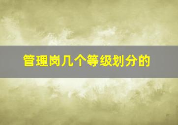 管理岗几个等级划分的