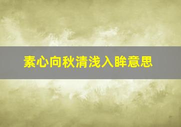 素心向秋清浅入眸意思