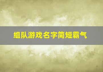 组队游戏名字简短霸气