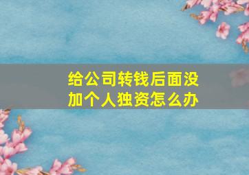 给公司转钱后面没加个人独资怎么办