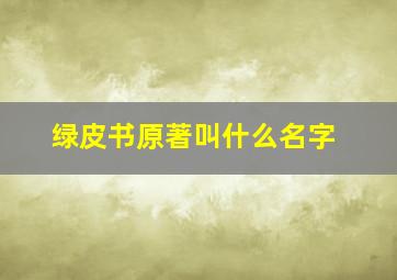 绿皮书原著叫什么名字