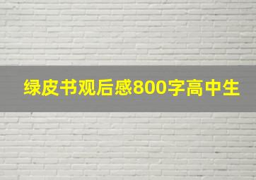 绿皮书观后感800字高中生