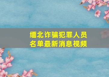 缅北诈骗犯罪人员名单最新消息视频