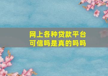 网上各种贷款平台可信吗是真的吗吗