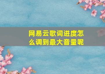 网易云歌词进度怎么调到最大音量呢