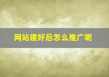 网站建好后怎么推广呢