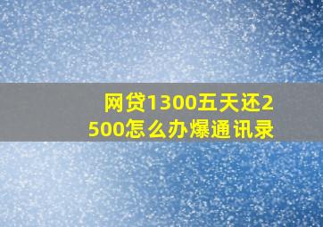 网贷1300五天还2500怎么办爆通讯录