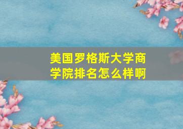 美国罗格斯大学商学院排名怎么样啊