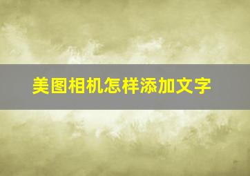 美图相机怎样添加文字