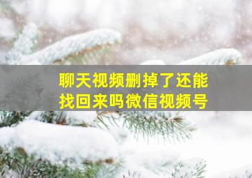 聊天视频删掉了还能找回来吗微信视频号