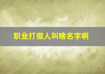 职业打假人叫啥名字啊