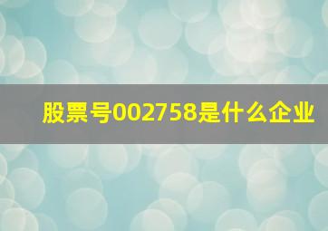 股票号002758是什么企业