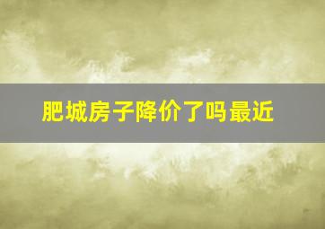 肥城房子降价了吗最近