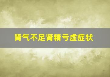 肾气不足肾精亏虚症状