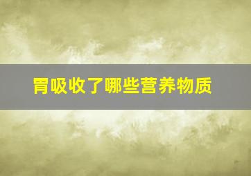 胃吸收了哪些营养物质