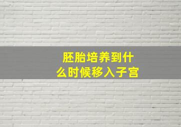 胚胎培养到什么时候移入子宫