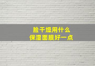 脸干燥用什么保湿面膜好一点