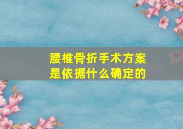 腰椎骨折手术方案是依据什么确定的