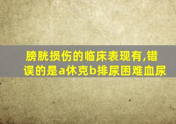 膀胱损伤的临床表现有,错误的是a休克b排尿困难血尿