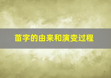 苗字的由来和演变过程