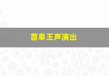 苗阜王声演出