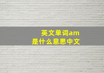 英文单词am是什么意思中文