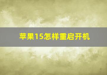 苹果15怎样重启开机