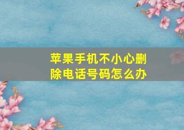 苹果手机不小心删除电话号码怎么办