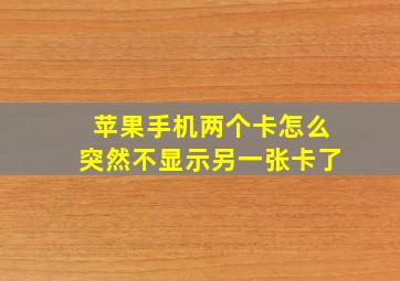 苹果手机两个卡怎么突然不显示另一张卡了