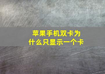 苹果手机双卡为什么只显示一个卡