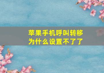 苹果手机呼叫转移为什么设置不了了