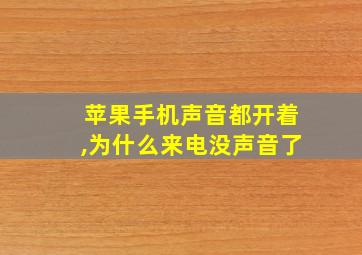 苹果手机声音都开着,为什么来电没声音了