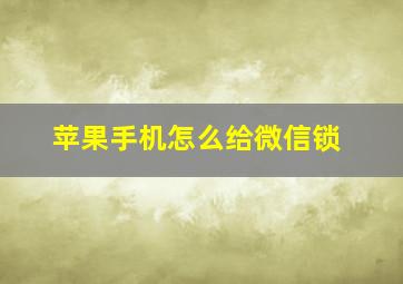 苹果手机怎么给微信锁