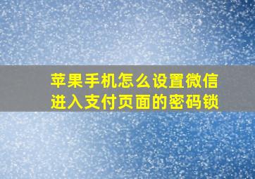 苹果手机怎么设置微信进入支付页面的密码锁