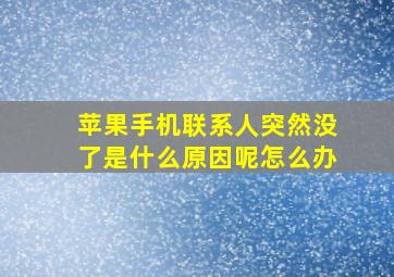 苹果手机联系人突然没了是什么原因呢怎么办