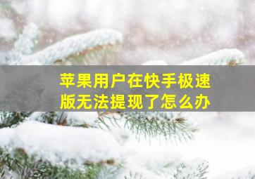 苹果用户在快手极速版无法提现了怎么办