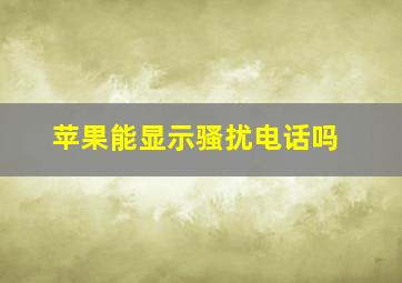 苹果能显示骚扰电话吗