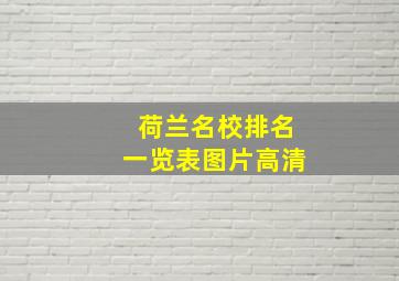 荷兰名校排名一览表图片高清