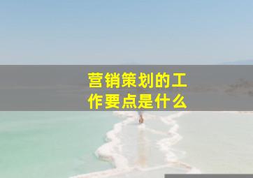 营销策划的工作要点是什么