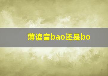 薄读音bao还是bo