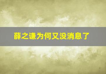 薛之谦为何又没消息了