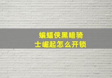 蝙蝠侠黑暗骑士崛起怎么开锁