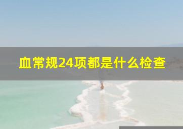 血常规24项都是什么检查