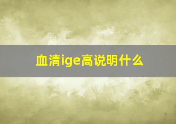 血清ige高说明什么