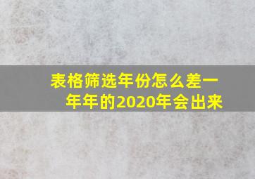 表格筛选年份怎么差一年年的2020年会出来