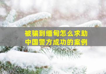 被骗到缅甸怎么求助中国警方成功的案例