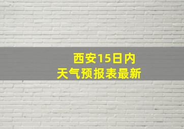 西安15日内天气预报表最新