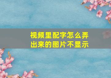 视频里配字怎么弄出来的图片不显示