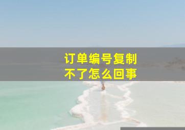 订单编号复制不了怎么回事