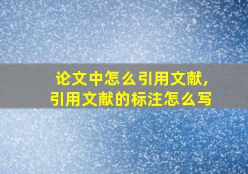 论文中怎么引用文献,引用文献的标注怎么写